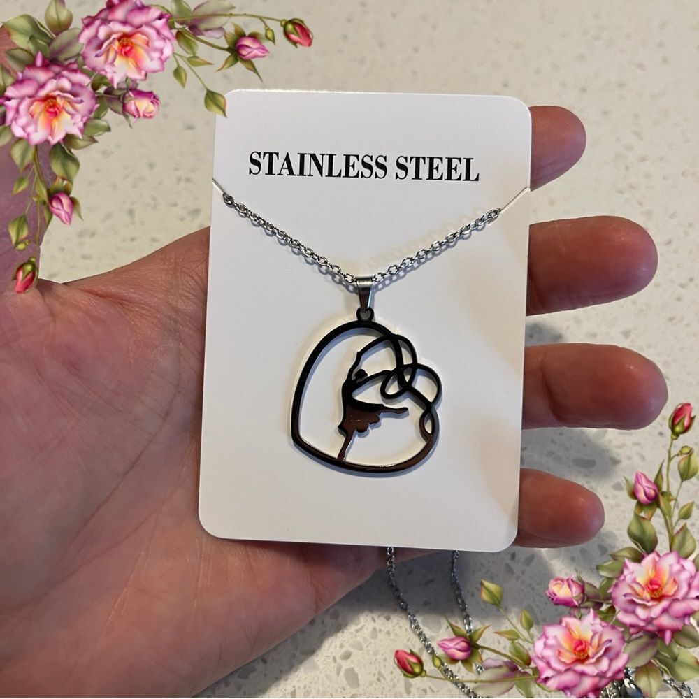Stainless Steel gymnast Dancer with ribbon‎ Themed Pendant Necklace
